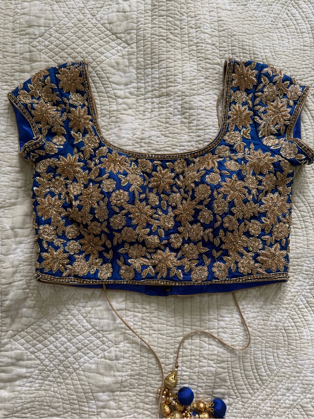 Embroidered Royal Blue Women's Lehenga Blouse